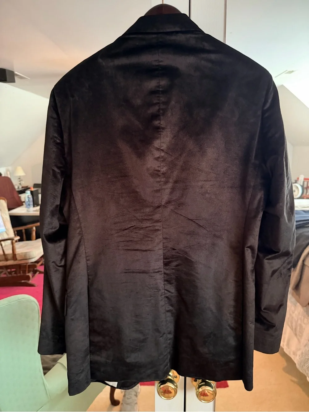 TWIST, Men's Black Velvet Blazer - Classic Single-Breasted Tailored Jacket